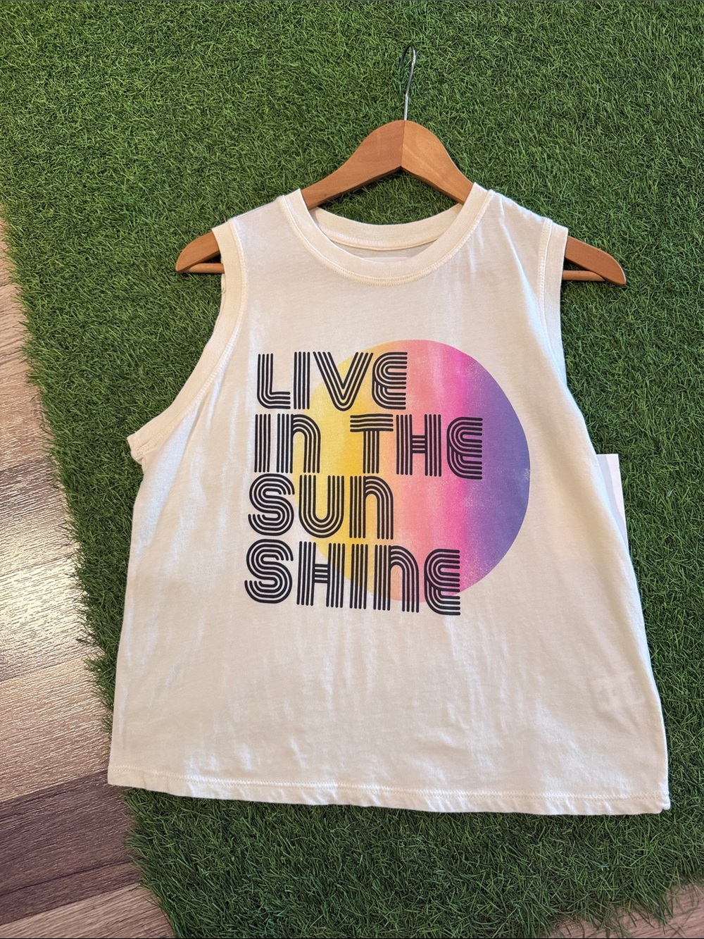 NWT Spiritual Gangster Cream Graphic Tank - Live in the Sunshine